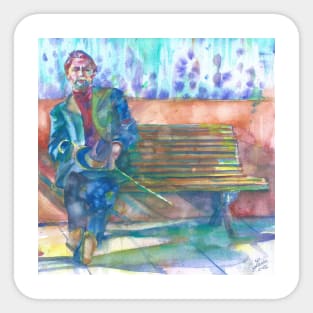 ANTON CHEKHOV sitting on the bench - watercolor portrait Sticker